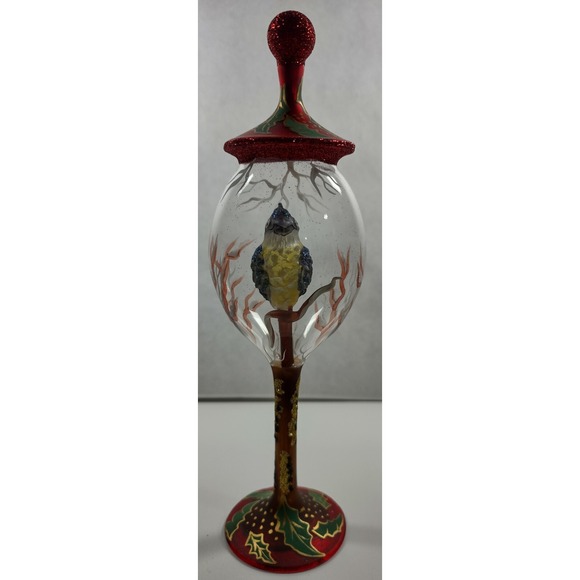 Handmade Other - Hand Made/Painted Glass Tabletop Ornament "Red Christmas Dove" - Made in Poland